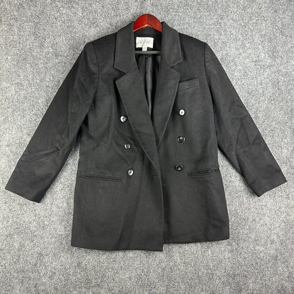 Lord & Taylor Jacket Womens 8 Petite Blazer Black Wool Cashmere Pockets Lined